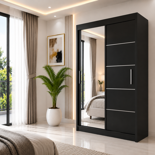 LYON Sliding Door Wardrobe with Mirror – Multiple Sizes & Colours