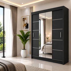 OSLO Sliding Door Wardrobe with Mirror – 2 or 3 Doors – Multiple Sizes & Colours – Shelves, Rails & Drawers