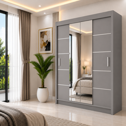 OSLO Sliding Door Wardrobe with Mirror – 2 or 3 Doors – Multiple Sizes & Colours – Shelves, Rails & Drawers