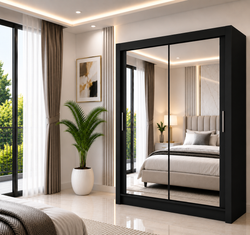 Milan Sliding Door Wardrobe with Mirror – 2 or 3 Doors, Multiple Sizes & Colours, Shelves & Drawers