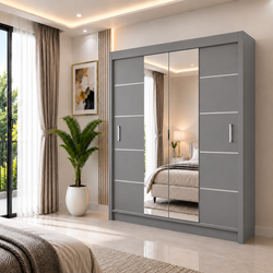 OSLO Sliding Door Wardrobe with Mirror – 2 or 3 Doors – Multiple Sizes & Colours – Shelves, Rails & Drawers