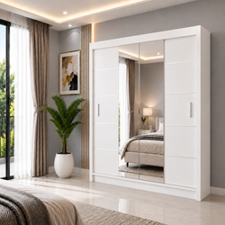 OSLO Sliding Door Wardrobe with Mirror – 2 or 3 Doors – Multiple Sizes & Colours – Shelves, Rails & Drawers