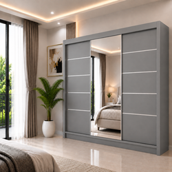 OSLO Sliding Door Wardrobe with Mirror – 2 or 3 Doors – Multiple Sizes & Colours – Shelves, Rails & Drawers