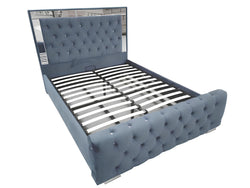 Plush Velvet Ottoman Storage Bed with Gas Lift – Double & King Size, Blue, Black or Grey