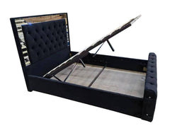 Plush Velvet Ottoman Storage Bed with Gas Lift – Double & King Size, Blue, Black or Grey