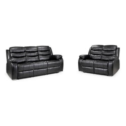 Roma Recliner Sofa Set 3+2+1 – Air Leather Reclining Sofas with Cup Holders, Black or Brown