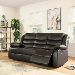 Roma Recliner Sofa Set 3+2+1 – Air Leather Reclining Sofas with Cup Holders, Black or Brown