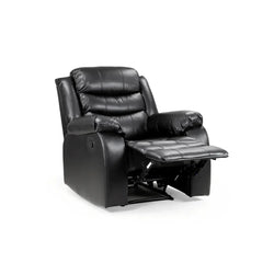 Roma Recliner Sofa Set 3+2+1 – Air Leather Reclining Sofas with Cup Holders, Black or Brown
