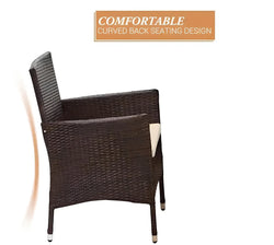 5-Piece Rattan Patio Dining Set – Brown Wicker Chairs & Glass-Top Table – Outdoor Garden Furniture for 4